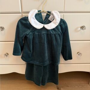 green velvet two piece toddler set